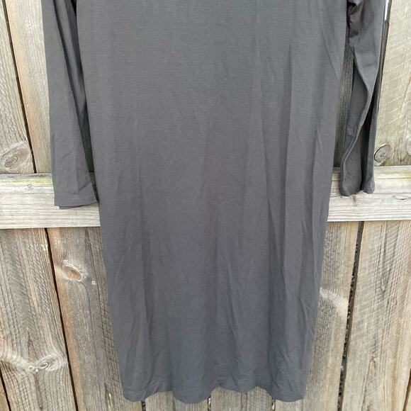 Eileen Fisher Dress Stretch Viscose Jersey V-Neck 3/4 Sleeve Shift Gray Small - Picture 6 of 10